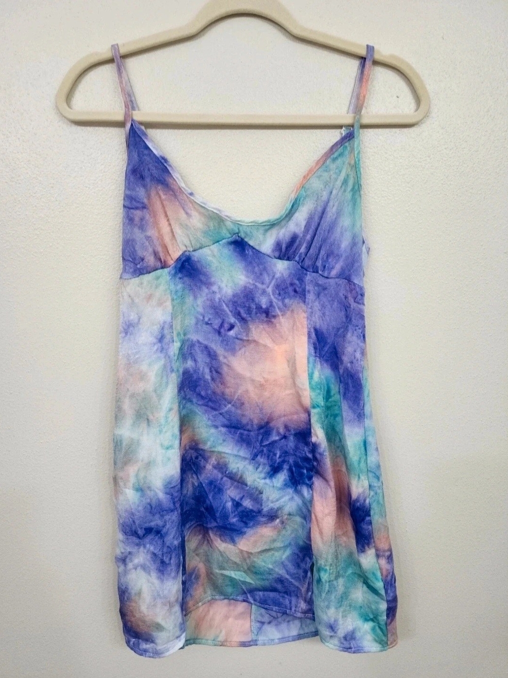 Urban Renewal Tie-Dye Spaghetti Strap Cami - Blue, Teal & Peach